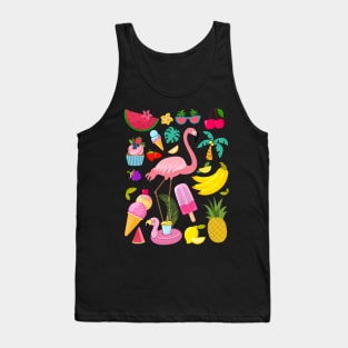 Summer Torpical Fruits Banana Flamingo Ice Cream Lover Tank Top